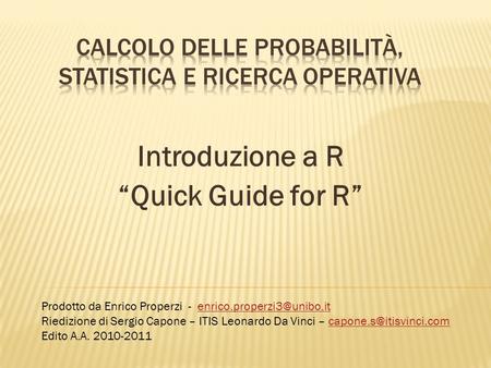 calcolo delle probabilità, STATISTICA e ricerca operativa