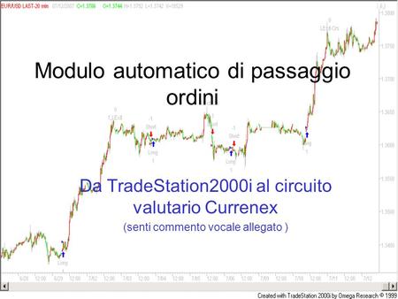 Modulo automatico di passaggio ordini Da TradeStation2000i al circuito valutario Currenex (senti commento vocale allegato )