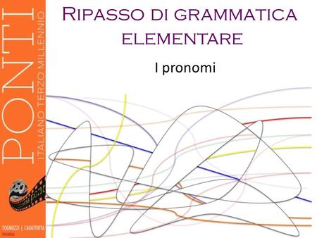 Ripasso di grammatica elementare I pronomi.