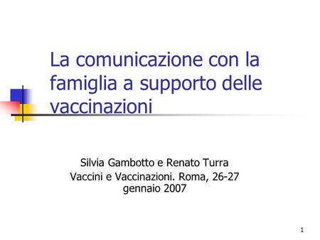 La comunicazione con la famiglia a supporto delle vaccinazioni