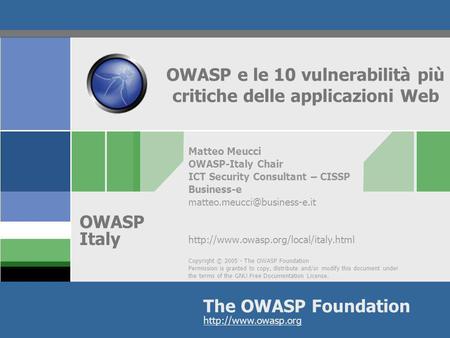 OWASP e le 10 vulnerabilità più critiche delle applicazioni Web