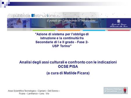 Analisi degli assi culturali e confronto con le indicazioni OCSE PISA