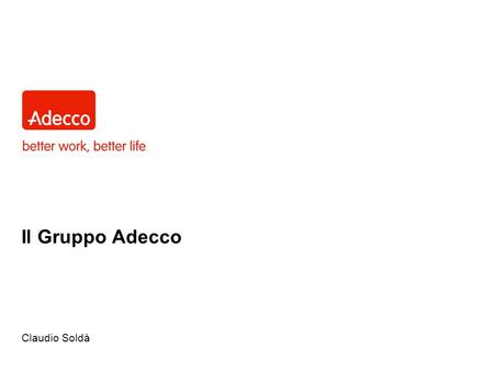 Il Gruppo Adecco Claudio Soldà Main title page