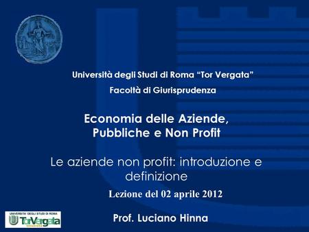 Università degli Studi di Roma “Tor Vergata” Facoltà di Giurisprudenza