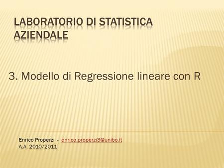 LABORATORIO DI STATISTICA AZIENDALE
