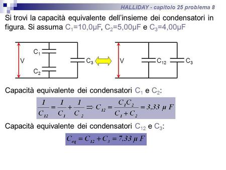 Capacità equivalente dei condensatori C1 e C2: