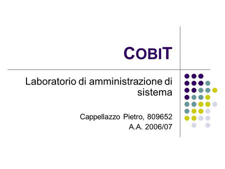 COBIT Laboratorio di amministrazione di sistema