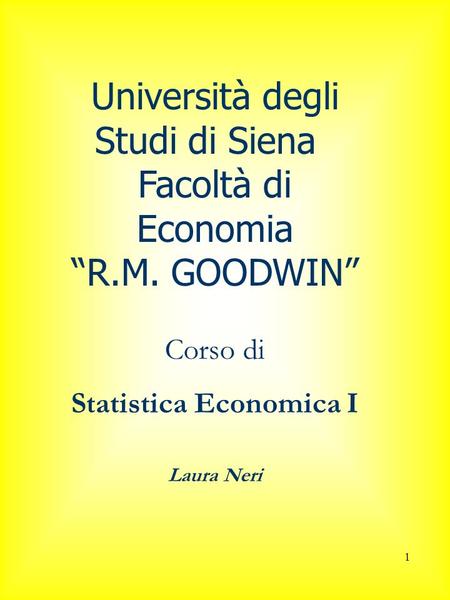 Statistica Economica I