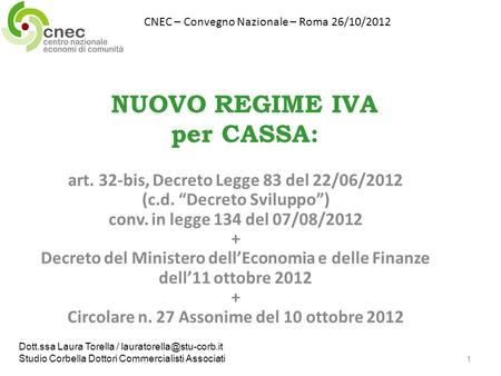 NUOVO REGIME IVA per CASSA:
