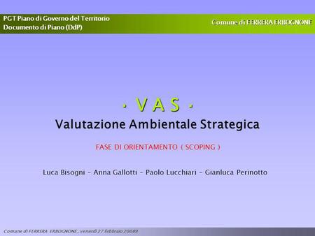 · V A S · Valutazione Ambientale Strategica