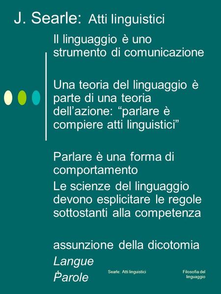 J. Searle: Atti linguistici