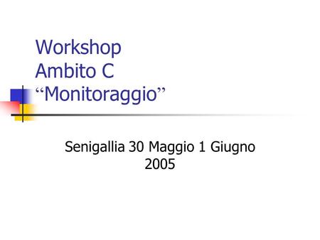Workshop Ambito C Monitoraggio Senigallia 30 Maggio 1 Giugno 2005.