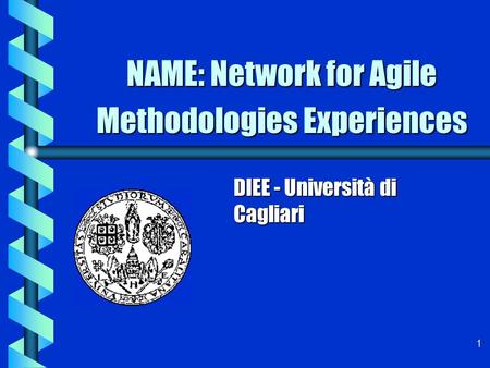 1 NAME: Network for Agile Methodologies Experiences DIEE - Università di Cagliari.