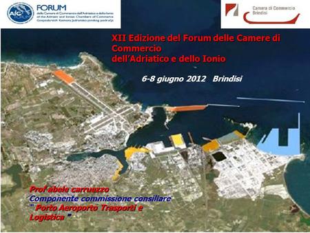 XII Edizione del Forum delle Camere di Commercio dell’Adriatico e dello Ionio 6-8 giugno 2012 Brindisi Prof abele carruezzo Componente.