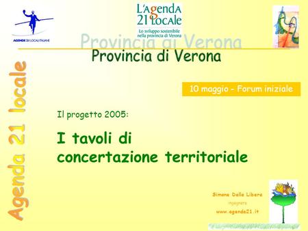 10 maggio - Forum iniziale Il progetto 2005: I tavoli di concertazione territoriale Simone Dalla Libera ingegnere www.agenda21.it.