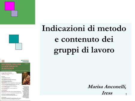 1 Indicazioni di metodo e contenuto dei gruppi di lavoro Marisa Anconelli, Iress.