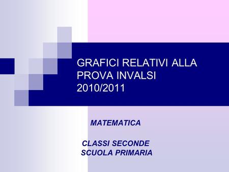 GRAFICI RELATIVI ALLA PROVA INVALSI 2010/2011