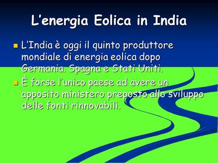 L’energia Eolica in India