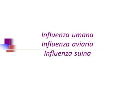 Influenza umana Influenza aviaria Influenza suina