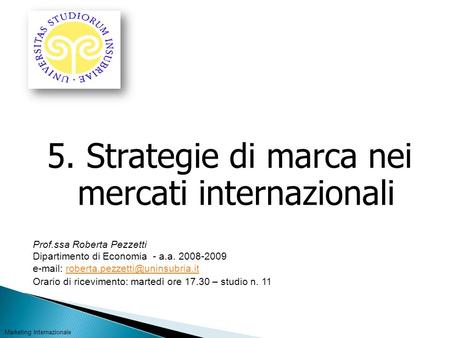5. Strategie di marca nei mercati internazionali
