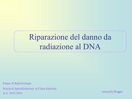 Riparazione del danno da radiazione al DNA
