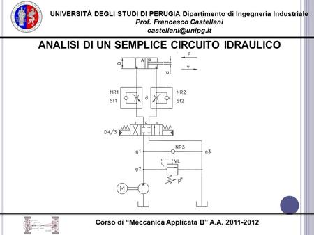 UNIVERSITÀ DEGLI STUDI DI PERUGIA Dipartimento di Ingegneria Industriale Prof. Francesco Castellani Corso di Meccanica Applicata B.