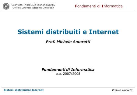 Sistemi distribuiti e Internet
