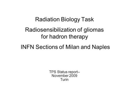 TPS Status report– November 2009 Turin