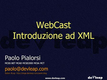 WebCast Introduzione ad XML