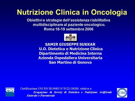 Nutrizione Clinica in Oncologia
