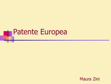 Patente Europea Maura Zini.