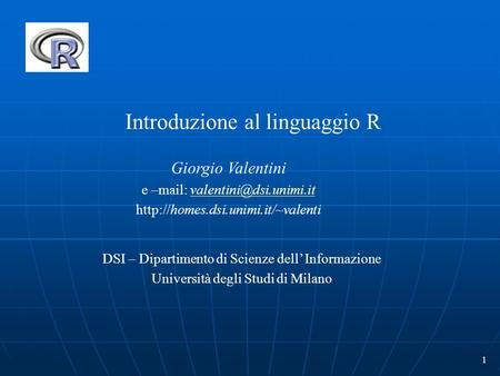 Introduzione al linguaggio R