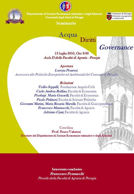 Acqua Governance Diritti Seminario Francesco Pennacchi