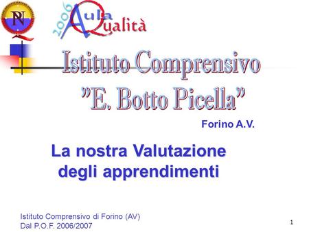 1 Forino A.V. La nostra Valutazione degli apprendimenti Istituto Comprensivo di Forino (AV) Dal P.O.F. 2006/2007.
