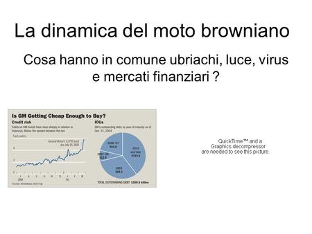 La dinamica del moto browniano Cosa hanno in comune ubriachi, luce, virus e mercati finanziari ?