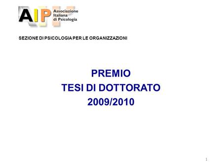 PREMIO TESI DI DOTTORATO 2009/2010