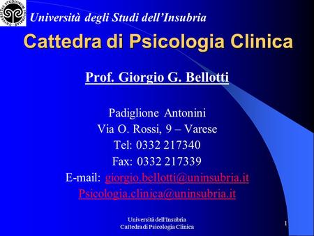 Cattedra di Psicologia Clinica
