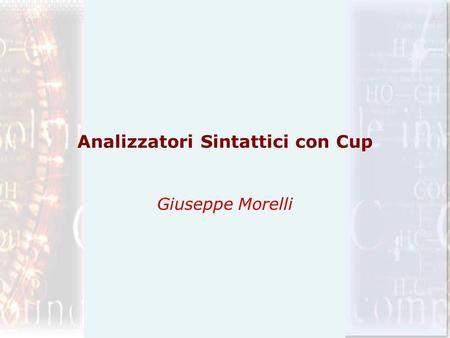Analizzatori Sintattici con Cup Giuseppe Morelli.