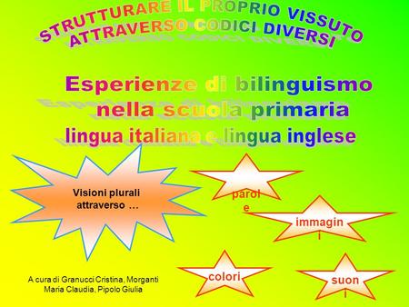 Visioni plurali attraverso … parol e immagin i colori suon i A cura di Granucci Cristina, Morganti Maria Claudia, Pipolo Giulia.