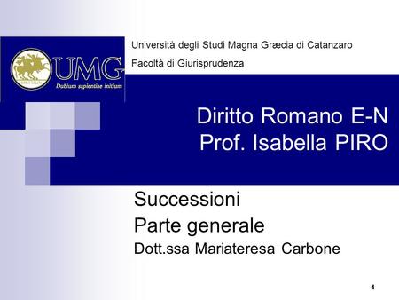 Diritto Romano E-N Prof. Isabella PIRO