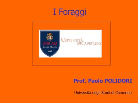 I Foraggi Prof. Paolo POLIDORI Università degli Studi di Camerino.