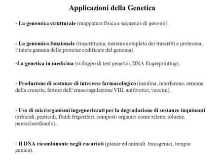 Applicazioni della Genetica