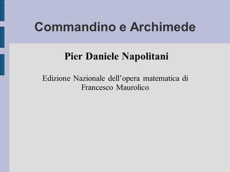Commandino e Archimede