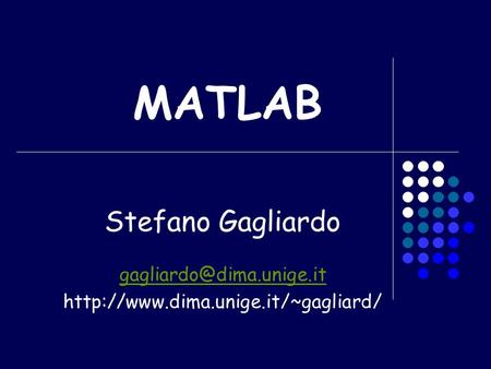 MATLAB Stefano Gagliardo
