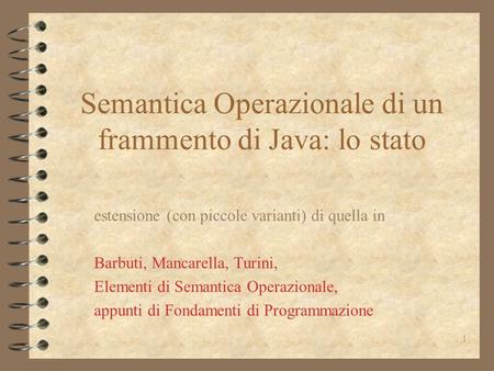 Semantica Operazionale di un frammento di Java: lo stato