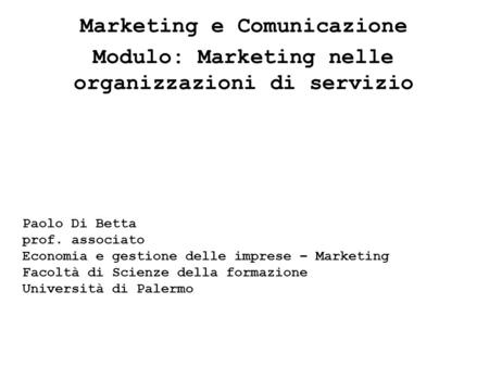 Marketing e Comunicazione