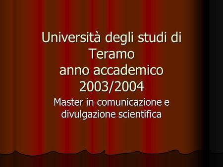 Università degli studi di Teramo anno accademico 2003/2004