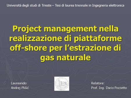 Relatore: Prof. Ing. Dario Pozzetto