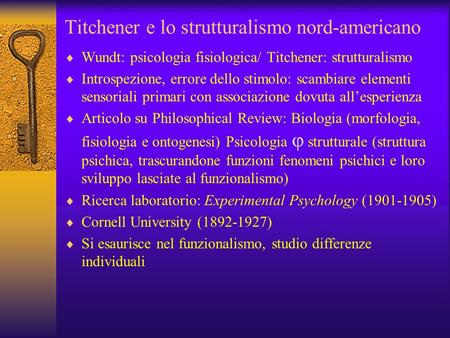 Titchener e lo strutturalismo nord-americano