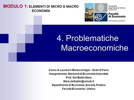 4. Problematiche Macroeconomiche